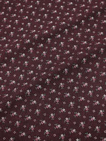 Плательный хлопок "Мелкие бордово-белые цветочки на темно-вишневом меланже", ш.1.5м, хл-80%, п/э-20%