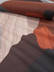 Бязь "Абстрактный ритм" цв.коричневый, ГОСТ, ш.2.2м, хлопок-100%, 140гр/м.кв