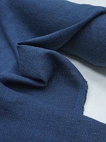 Лен костюмный с эффектом мятости цв.Темно-синий с оттенком морская волна, ш.1.45м, лен-100%