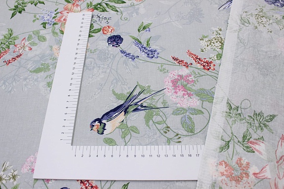 Поплин "Ласточки в саду", ш.2.2м, хлопок-100%, 105гр/м.кв