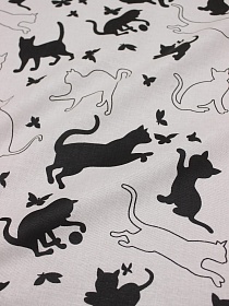 Полулен "Игривая кошечка" цв.топленое молоко, СОРТ2, ш.1.5м, лен-30%, хлопок-70%, 146гр/м.кв