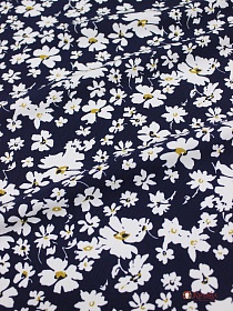 Плательная вискоза "Цветочная полька" цв.чернильно-синий, ш.1.46м, вискоза-100%, 135гр/м.кв
