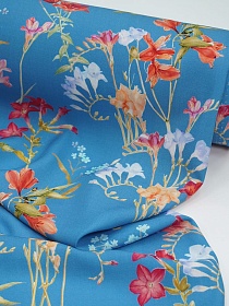 Штапель Премиум (Digital) "Магия лета" цв.темно-голубой, ш.1.45м, вискоза-100%, 110гр/м.кв