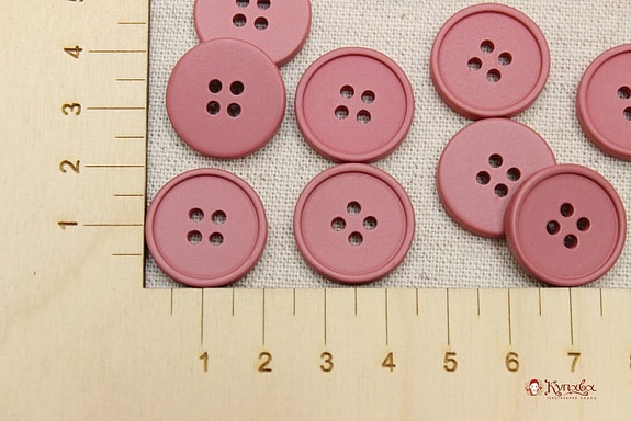 Пуговица пластмасса, цв.брусника, 20мм, 4 отверстия