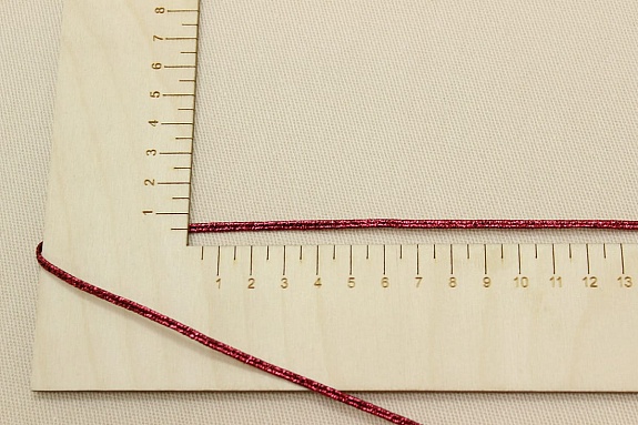 Шнур отделочный Сутаж из металлизированной нити, цв.красный с люрексом, 2.5мм