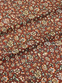 Импорт. хлопок "Диантус" цв.темная терракота, ш.1.5м, хлопок-100%, 100гр/м.кв