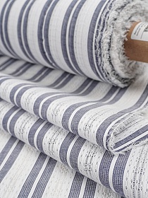 Фактурный хлопок "Мережка-широкая полоска" цв.белый/чернильный, ш.1.5м, хл-100%, 90гр/м.кв