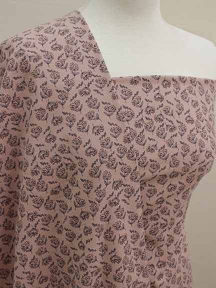 Теплый хлопок "Душистые соцветия" цв.винтажный бежево-розовый, ш.1.48м, хлопок-100%, 160гр/м.кв