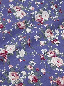 Мерный лоскут Импорт. хлопок "Большие пионы на темном фиолетово-сером", ВИД2, ш.1.48м, хлопок-100%, 110гр/м.кв