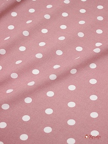 Штапель "Белый горох (10мм)" цв.пыльная роза, ш.1.45м, вискоза-100%, 90гр/м.кв