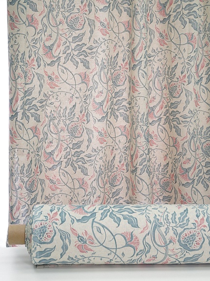 Полулен "Гранатовое настроение" (на суровом), ш.1.5м, лен-30%, хлопок-70%, 147гр/м.кв