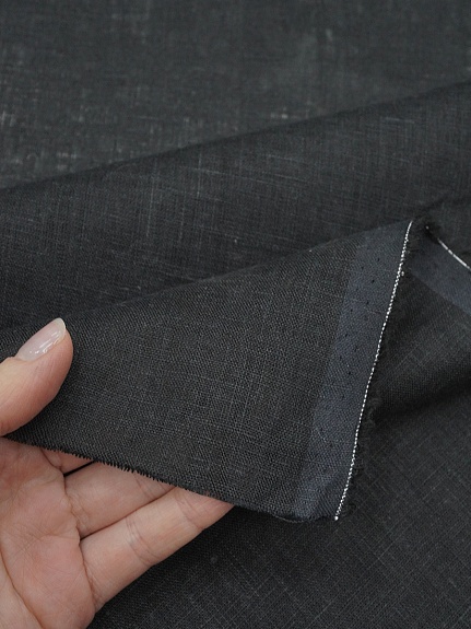 Лен сорочечный цв.Черный, ш.1.5м, лен-100%, 125гр/м.кв