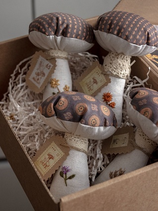 Текстильные игрушки "Грибочки" из льна