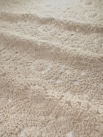 Кроше "Ажурные соты - средний рисунок" (фестоны с 2х сторон) цв.суровый, ш.1.05м, хлопок-100%, 365гр/м.кв