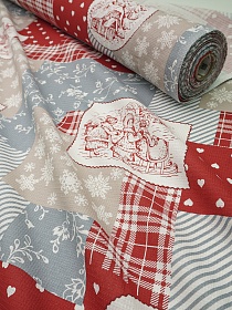Вафельное полотно "Лоскутное Рождество", ш.1.5м, хлопок-100%, 150гр/м.кв