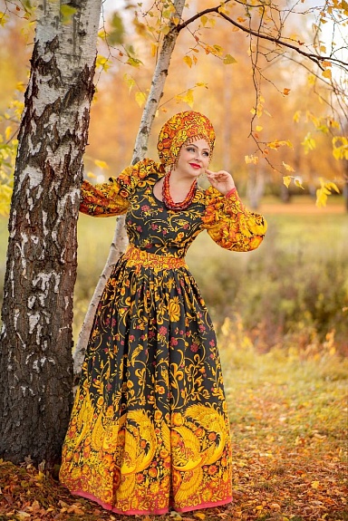 Платье из рогожки "Жар - птица"