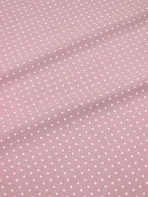 Теплый хлопок "Белый горох (2мм)" цв.пыльный розово-сиреневый, СОРТ2, ш.1.5м, хл-100%, 150гр/м.кв