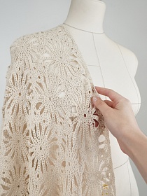 Кроше "Ажурный рассвет - средний цветок" цв.суровый, ш.1.05м, хлопок-100%, 290гр/м.кв