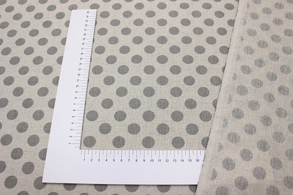 Полулен "Крупный темно-серый горох" (на т.суровом), ш.1.5м, лен -30%, хлопок-70%, 140гр/м.кв