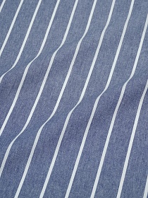 Вареный (стираный) хлопок "Белая полоска (3мм)на джинсово-синем меланже", ш.2.5м, хл-100%,110гр/м.кв