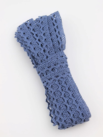 Кружево цв.винтажно-джинсовый, ш.10мм, хлопок-90%, п/э-10%, 10м