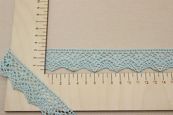 Кружево цв.св.мятно-бирюзовый, ш.30мм, хлопок-90%, п/э-10%, рис.031/19