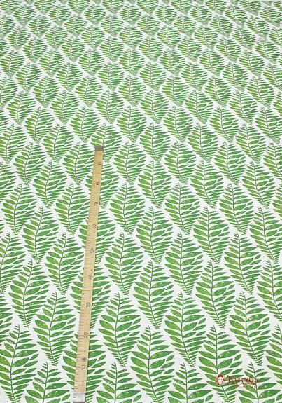 Бязь "Зеленые листья папоротника", ш.2.2м, хлопок-100%, 120гр/м.кв