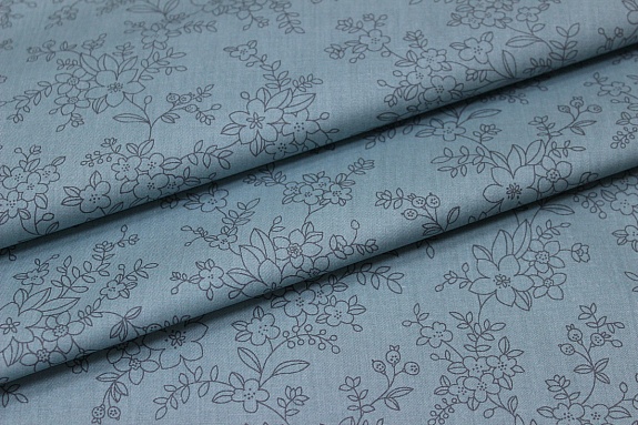 Сатин "Милати - монохром" цв.бирюзово-зеленая дымка, ш.1.60м, хлопок-100%, 110гр/м.кв