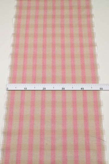 Холст полотенечный "Бежево-брусничная клетка", ш.0,5м, лен-30%, хлопок-70%, 165гр/м.кв.