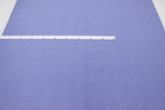 Штапель "Белые крапинки на пыльно-голубом с сиреневым оттенком", ш.1.45м, вискоза-100%, 105гр/м.кв 