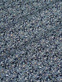 Теплый хлопок "Букетики хризантем на чернильном", ш.1.45м, хлопок-100%, 150гр/м.кв