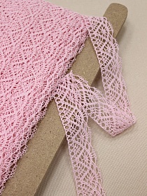 Кружево цв.нежно-розовый, ш.30мм, хлопок-90%, п/э-10%