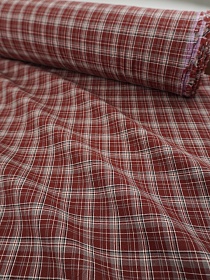 Вареный (стираный) хлопок "Клетка" цв.коричнево-красный/серый, ш.2.5м, хл-100%, 115гр/м.кв