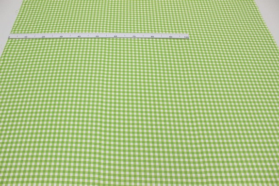 Рогожка "Салатовая клетка на белом", ш.1.5м, хлопок-100%, 170гр/м.кв