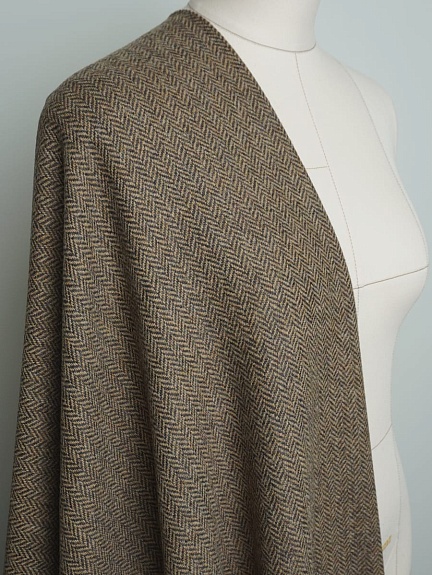 Шерсть пальтово-костюмная Твид "Елочка" цв.коричневый, ш.1.5м, шерсть-50%, п/э-50%, 320гр/м.кв