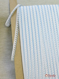 Кружево цв.белый/голубой, 11мм, хлопок-90%, п/э-10%