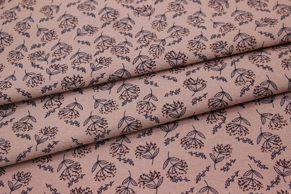Теплый хлопок "Душистые соцветия" цв.винтажный бежево-розовый, ш.1.48м, хлопок-100%, 160гр/м.кв