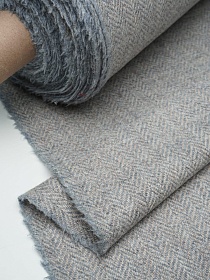 Мерный лоскут Шерсть пальтово-костюмная Твид "Елочка" цв.серый/бежевый, ш.1.5м, шерсть-60%, п/э-40%, 330гр/м.кв