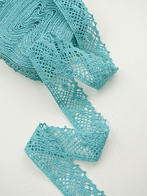 Кружево цв.бирюзовый, ш.30мм, хлопок-90%, п/э-10%, 10м, рис.111/19