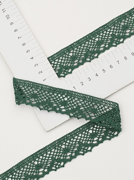 Кружево цв.хвойно-зеленый, ш.30мм, хлопок-90%, п/э-10%, рис.111/33
