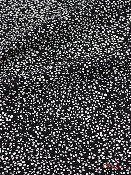 Штапель "Мелкая цветочная рябь на черном", ш.1.45м, вискоза-100%, 90гр/м.кв