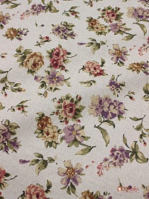 Полулен "Вальс цветов" (на суровом), ш.1.5м, лен-30%, хлопок-70%, 140гр/м.кв