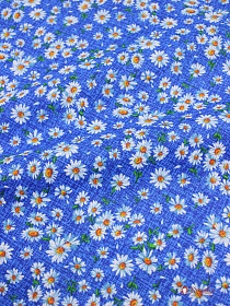 Бязь "Ромашки на васильковом", ш.1.5м, хлопок-100%, 120гр/м.кв