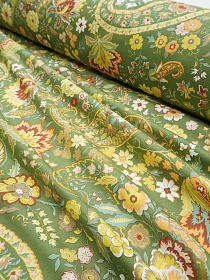 Сатин "Турецкий мотив" цв.кленово-зеленый, ш.2.5м, хлопок-100%, 120гр/м.кв