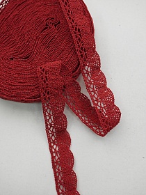 Кружево цв.темно-красный, ш.19мм, хлопок-90%, п/э-10%, 10м, рис.110/16