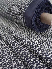 Шитье "Вышитый веночек" цв.чернильный, ш.1.45м (выш.часть1.3м), батист, хлопок-100%, 80гр/м.кв