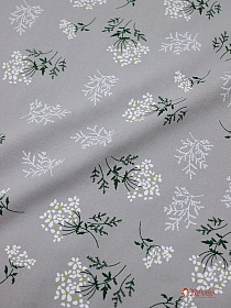 Плательный хлопок "Веточки ромашки на светло-сером", ш.1.43м, хлопок-100%, 125гр/м.кв