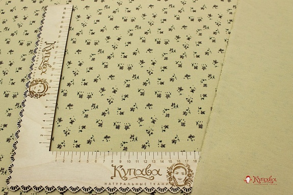 Теплый хлопок "Цветочки - мотылечки" цв.желто-песочный, ш.1.48м, хлопок-100%, 160гр/м.кв