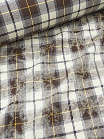 Мерный лоскут Фуле с вареным эффектом "Клетка" цв.шоколад/шампань, ш.1.45м, хлопок-100%, 170гр/м.кв