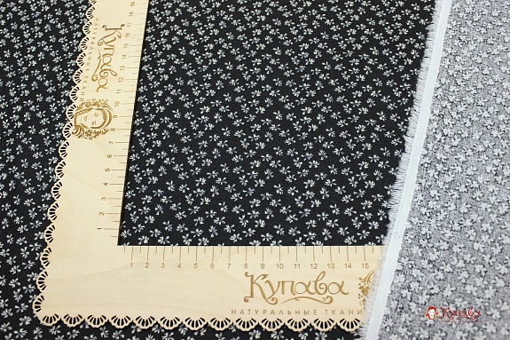 Плательный хлопок "Воздушные лютики" цв.черный, ш.1.45м, хлопок-100%, 140гр/м.кв